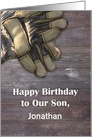 Custom Birthday for Son, Construction, Gloves card
