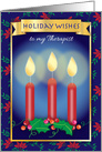 For Therapist Holiday Wishes Three Red Candles and Holly card