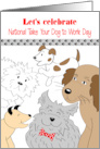 Happy National Take Your Dog to Work Day Cartoon card