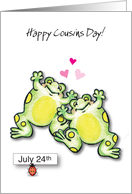 Happy Cousins Day, happy frogs card