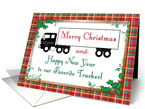 Merry Christmas, truck driver, holly card (1283102)