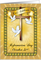 Reformation Day, White Doves, Cross card
