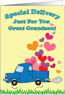 Valentine For Great Grandson Truck Hearts card