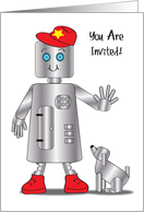 Robot Theme Birthday Party Invitation card