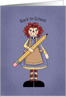 Back to School, rag doll with pencil card