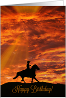 Cowboy and Horse Sun...
