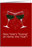 Corona Virus Covid Happy New Year Wine Staying at Home Custom Humor card