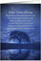 Winter Solstice Yule Blessing Night and Crescent Moon Stars and Oak card