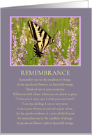 Remembrance Spiritual on Anniversary of Passing Butterfly and Poem card