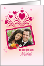 Wedding Announcement Photo Card on light pink with hearts card