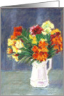 Floral Blank Inside for Any Occasion Wallflowers in White Jug card