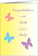 Congratulations New 1st Born Baby Butterflies on Yellow card