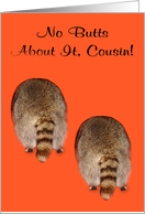Cousins Day to Cousin with Two Raccoon Butts on Light Orange card