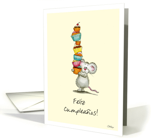 Feliz Cumpleaos!- Spanish Birthday Card - Cute Mouse... (1044603)