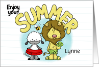 Customizable Names, Last Day of School,Enjoy Your Summer, Lion & Lamb card