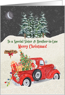 Sister and Brother in Law Merry Christmas Red Truck Snow Scene card