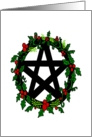 Yule Holly Wreath Pagan Pentacle card