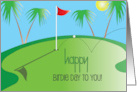 Happy Birdie Day Birthday to Golfer Ball Bouncing Into Cup for Birdie card