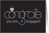 Hand Lettered Engagement Congratulations Congrats with Diamond card