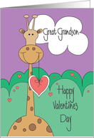 Valentine’s Day for Great Grandson, Giraffe with Heart card
