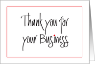 Hand Lettered Thank you for Your Business with Red Accents card