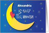 Award Congratulations for Kids Over the Moon Heart and Custom Name card