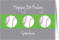 Happy Birthday for Grandson with Trio of Baseballs card