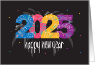 New Year’s 2024 Large Colorful Numbers with Bursting Firework Display card