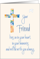 Sympathy in Loss of Friend, Stained Glass Cross card