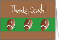 Thanks Coach with Trio of Footballs on Green and Brown card