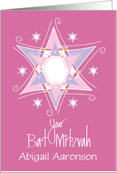 Bat Mitzvah Congratulations Stylized Star of David with Custom Name card