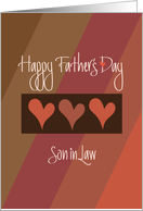 Father’s Day for Son in Law, Trio of Hearts on Diagonal Stripes card