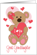 Valentine’s Day for Great Granddaughter, Bear with Frilly Heart card