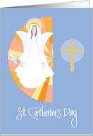 St. Catherine’s Day, St. Catherine of Siena Angel, Cross & Lilies card