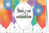 Hand Lettered Thank You to Volunteer with Bright Balloons and Confetti card