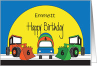 Birthday for 6 Year Old Boy, Front Loaders with Custom Name card