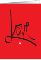 Love with Tiny White Heart, Calligraphy on Red card