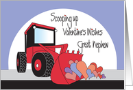Valentine’s Day for Great Nephew, Construction Vehicle & Hearts card