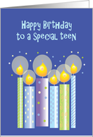 Birthday for Teen Boy, Patterned Candles with Confetti card