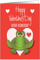 Hand Lettered Valentine for Great Grandson with Heart Pattern card