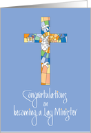 Congratulations on Becoming Lay Minister, Stained Glass Cross & Dove card