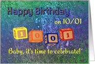 Happy Birthday 1001 Palindrome baby blocks card