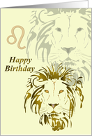 Leo Birthday Zodiac Sign Lion card