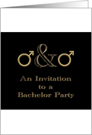 Invitation To A Bachelor Party Same Gender Gold On Black card