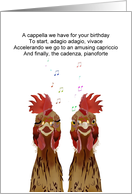 Chickens Singing A Cappella Birthday card
