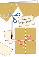 Thank You For Your Purchase Package Label String Scissors card