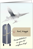 Congratulations First Airplane Trip Fear of Flying Custom Name card
