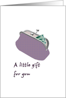 Birthday Money Gift Coin Purse With $5 Bills Tucked Inside card