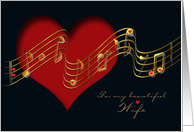 Valentine’s Day for Wife You Are My Heart Song Music Notes and Hearts card