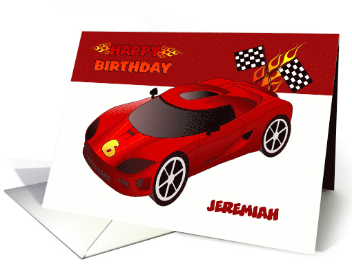Custom Race Car 6th Birthday card (1273678)